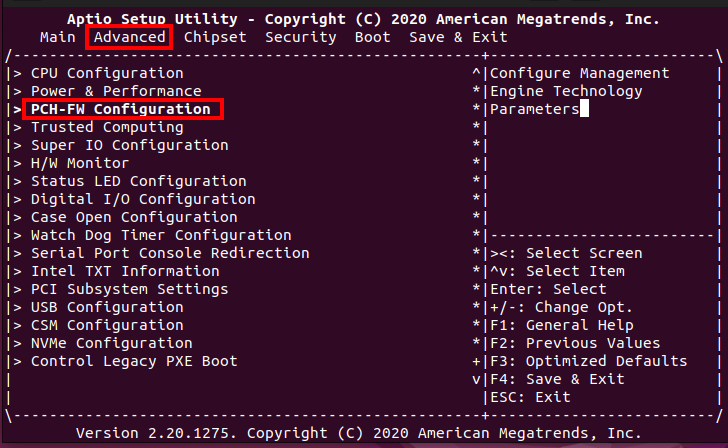 PCH-FW Konfiguration öffnen