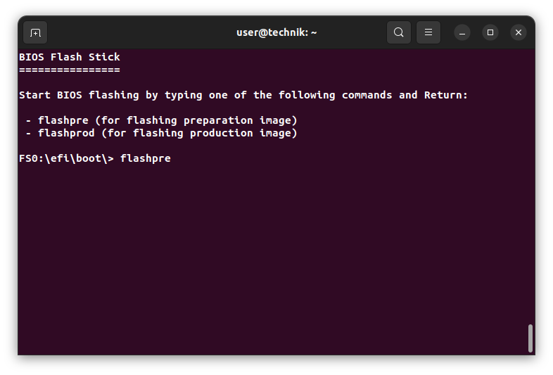 BIOS flashpre Kommando