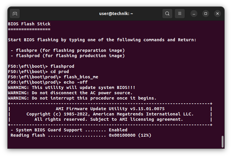Flash-Vorgang Produktiv