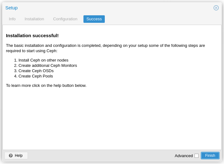 Ceph: Setup -- finish