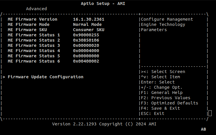 PCH-FW Configuration