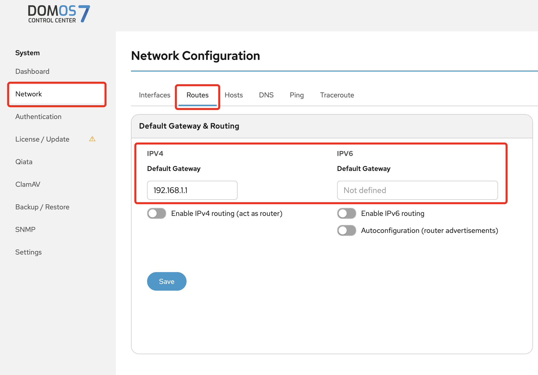 Edit Default Gateway