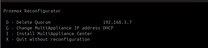 Cluster menu after quorum setup