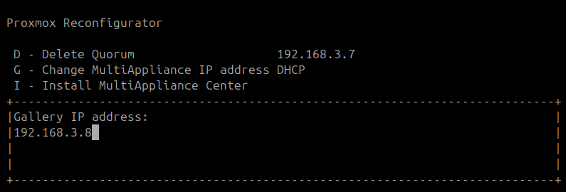 Cluster menu MultiAppliance IP