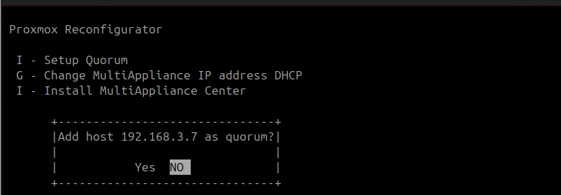 Cluster menu confirmation