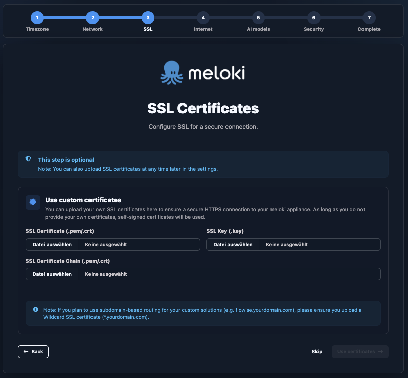 Upload SSL Certificates